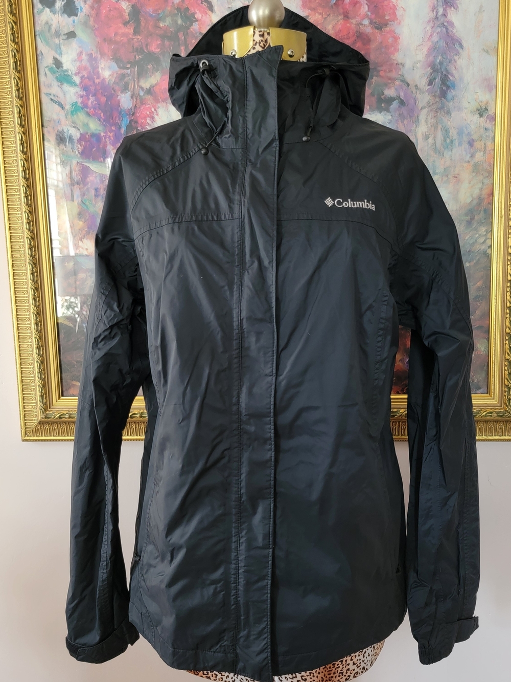 Columbia Women's Black Hooded Rain Jacket